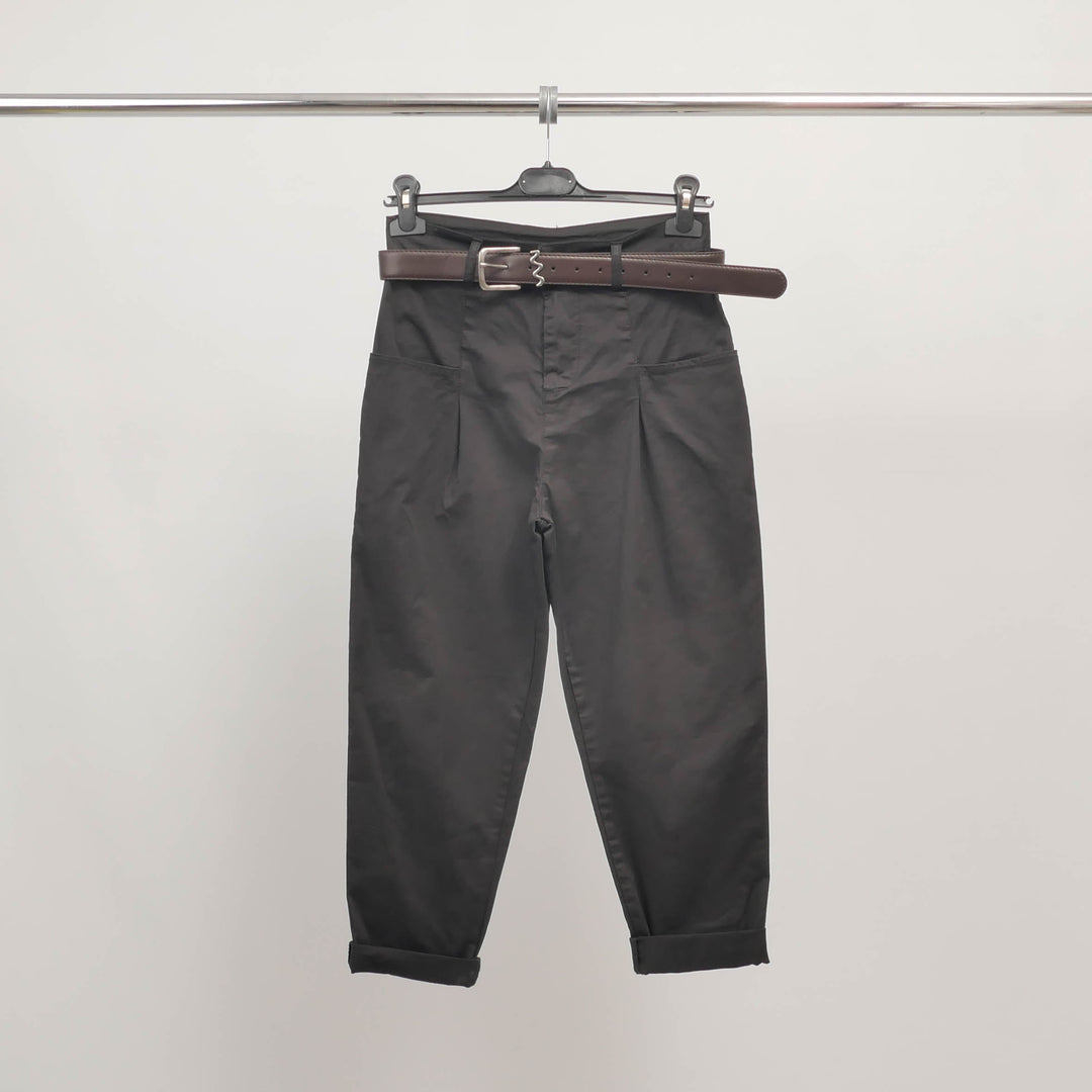 Paperbag pleated trousers with jeweled belt - CVA824645-2