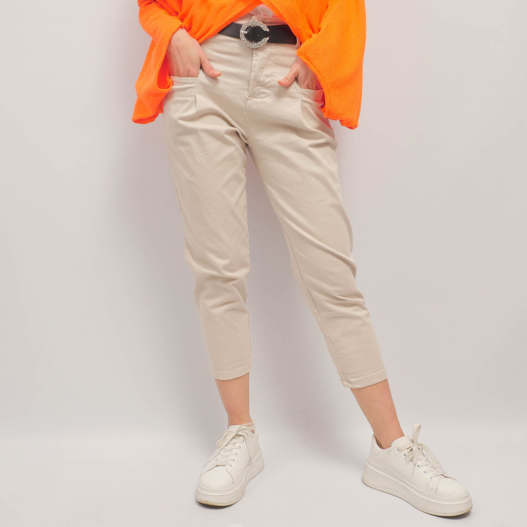 Paperbag pleated trousers with jeweled belt - CVA824645-2