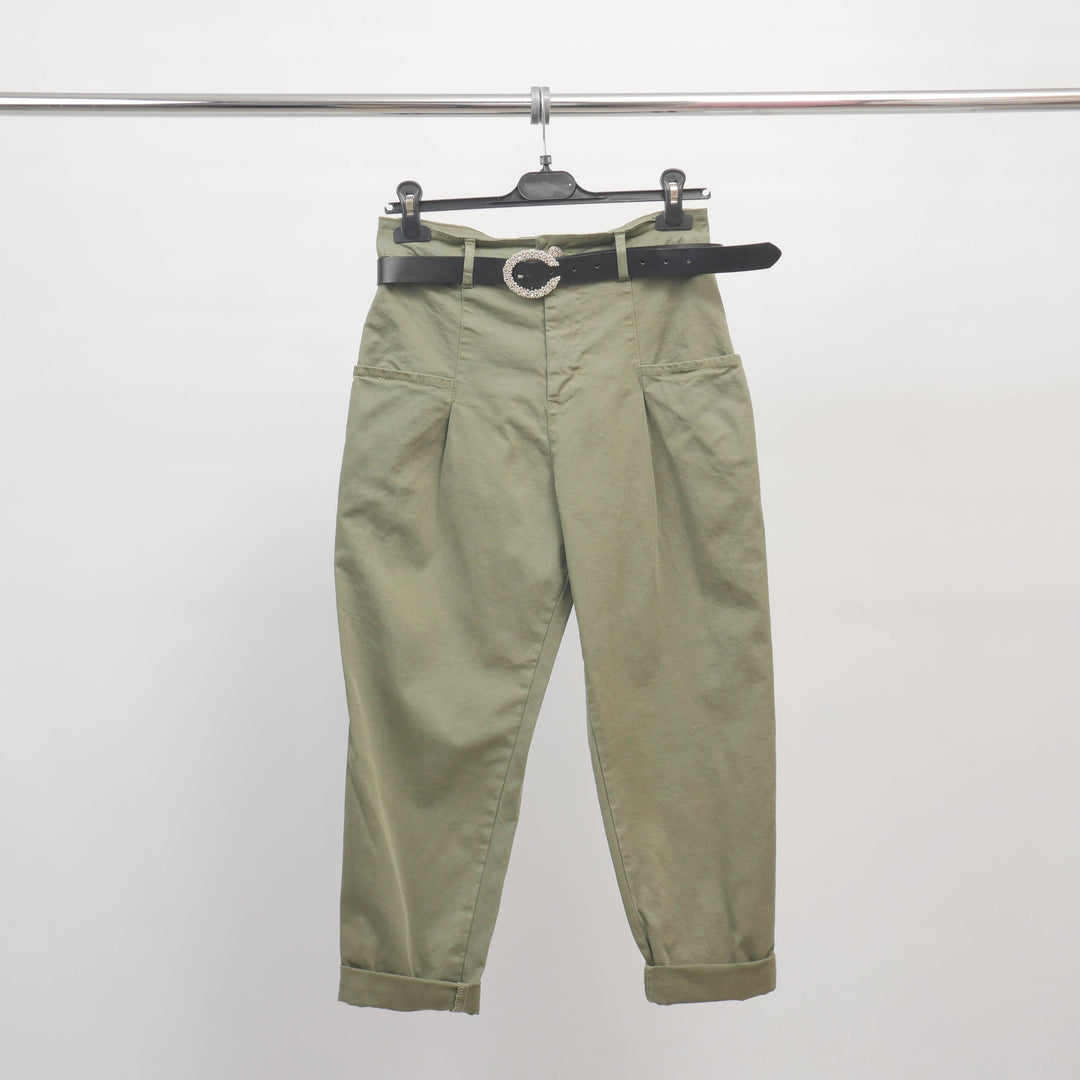 Paperbag pleated trousers with jeweled belt - CVA824645-2