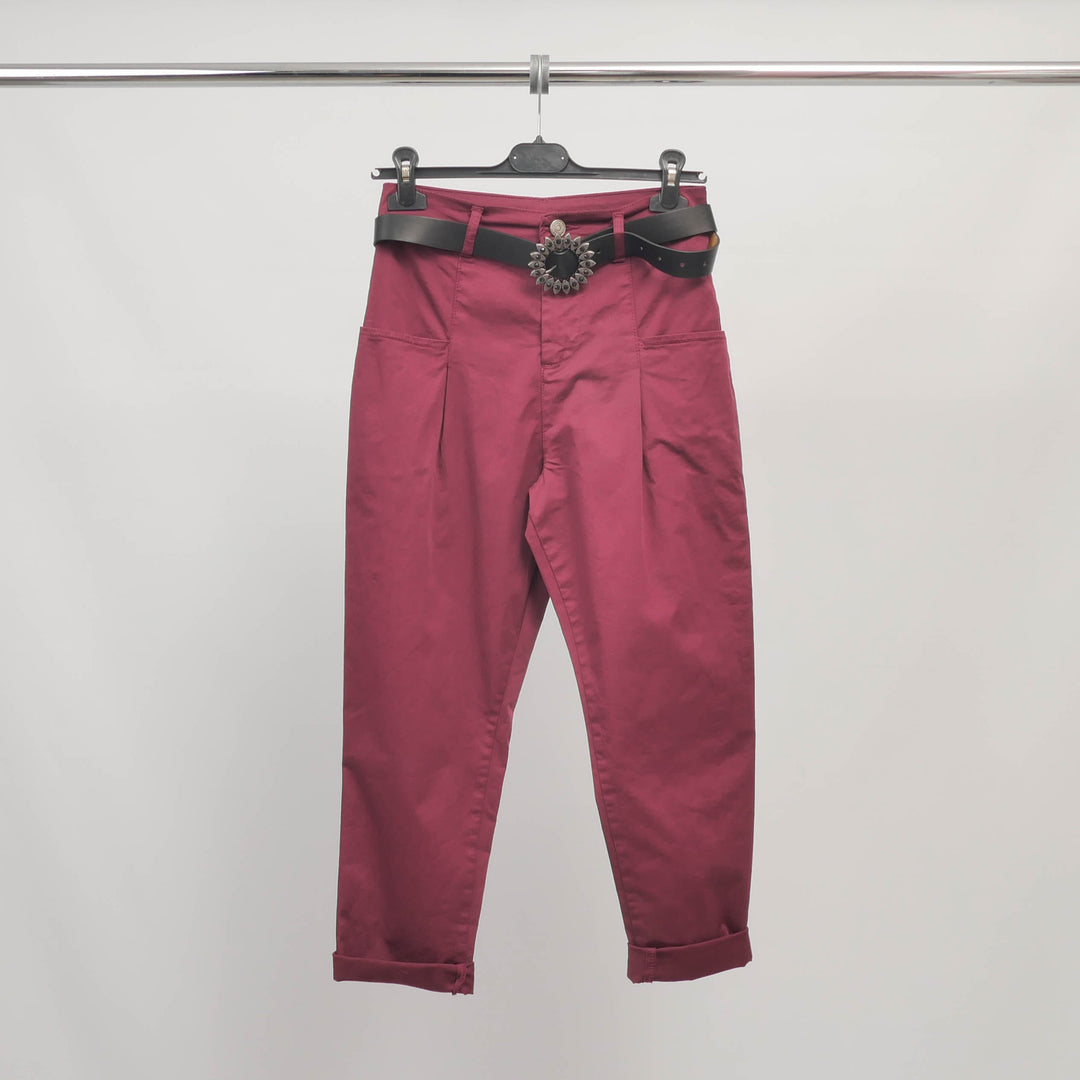 Paperbag pleated trousers with jeweled belt - CVA824645-2