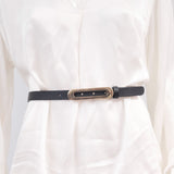Thin leather belt with gold oval buckle – ref BK0101