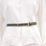 Charger l'image dans la galerie, Ceinture fine en cuir boucle ovale dorée – ref BK0101
