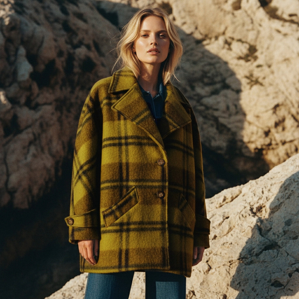 Brushed wool check jacket – TDM82225