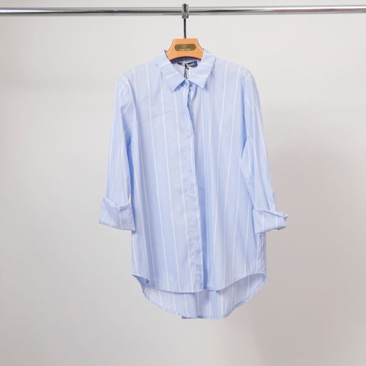 Chemise rayée coupe ample bleu ciel TDM50320-52