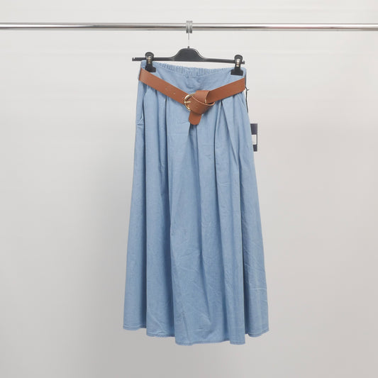 Jupe évasée en denim avec ceinture - TDM52123-19