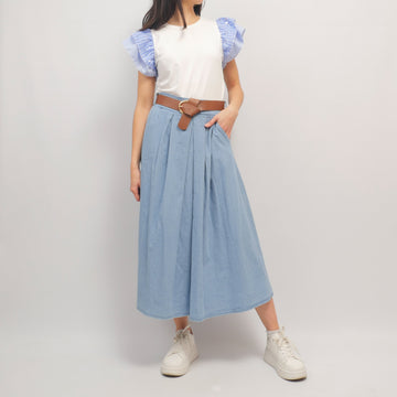 Jupe évasée en denim avec ceinture - TDM52123-19