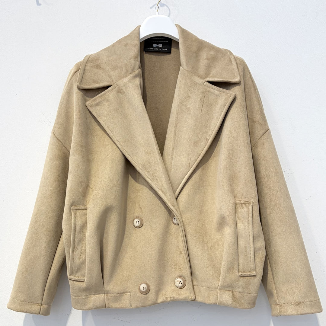 Suede jacket with buttoned notched collar – BCG02697