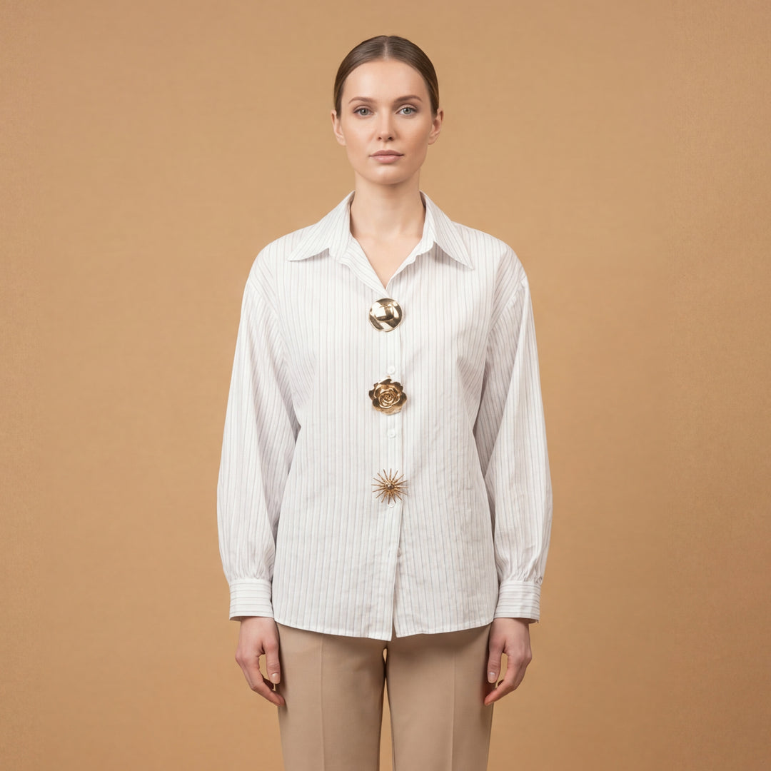 Striped shirt with jeweled buttons – BCR02560