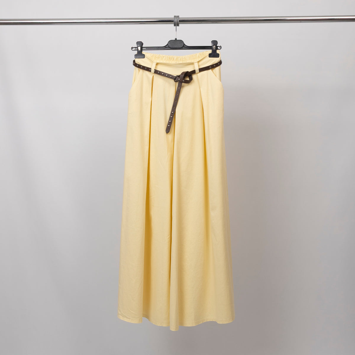 Wide leg belted cotton trousers cva824687