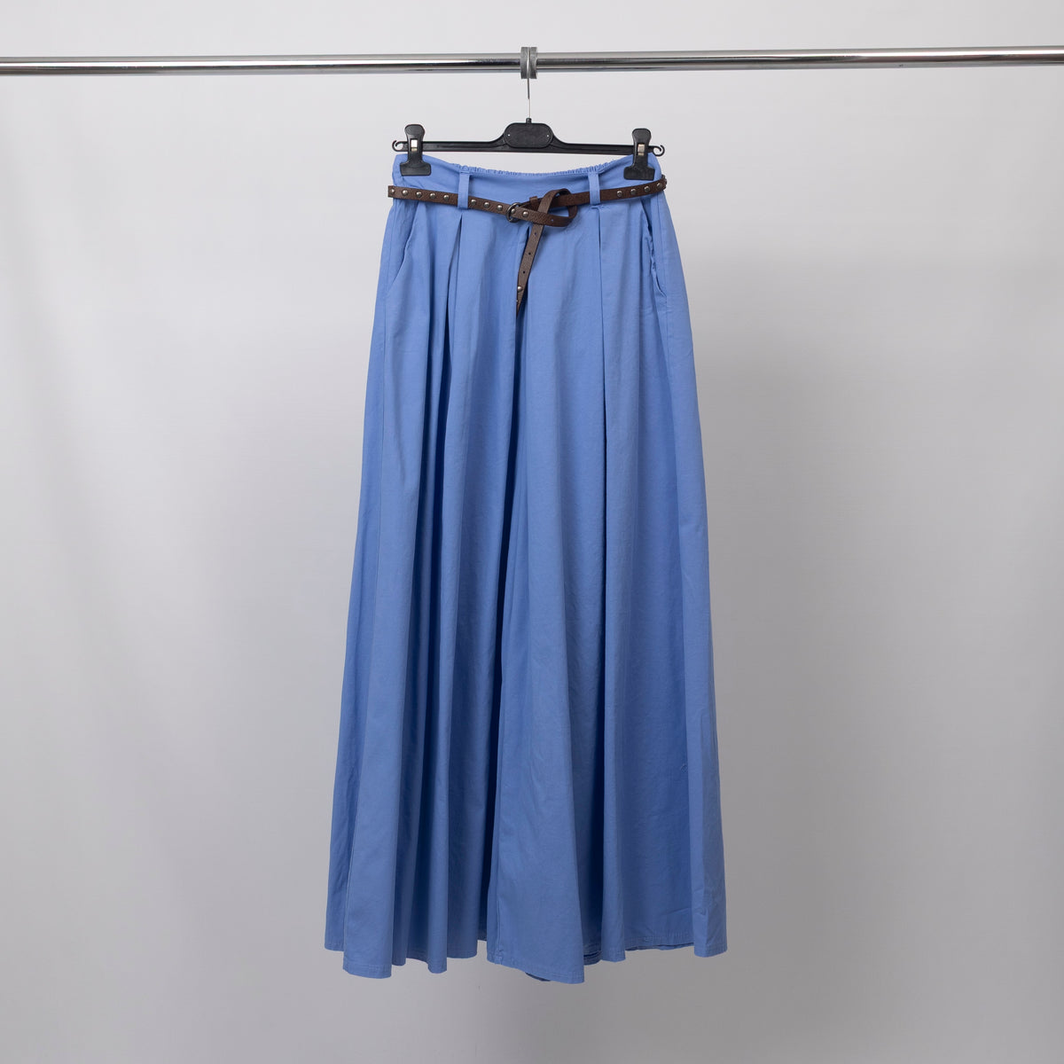 Wide leg belted cotton trousers cva824687