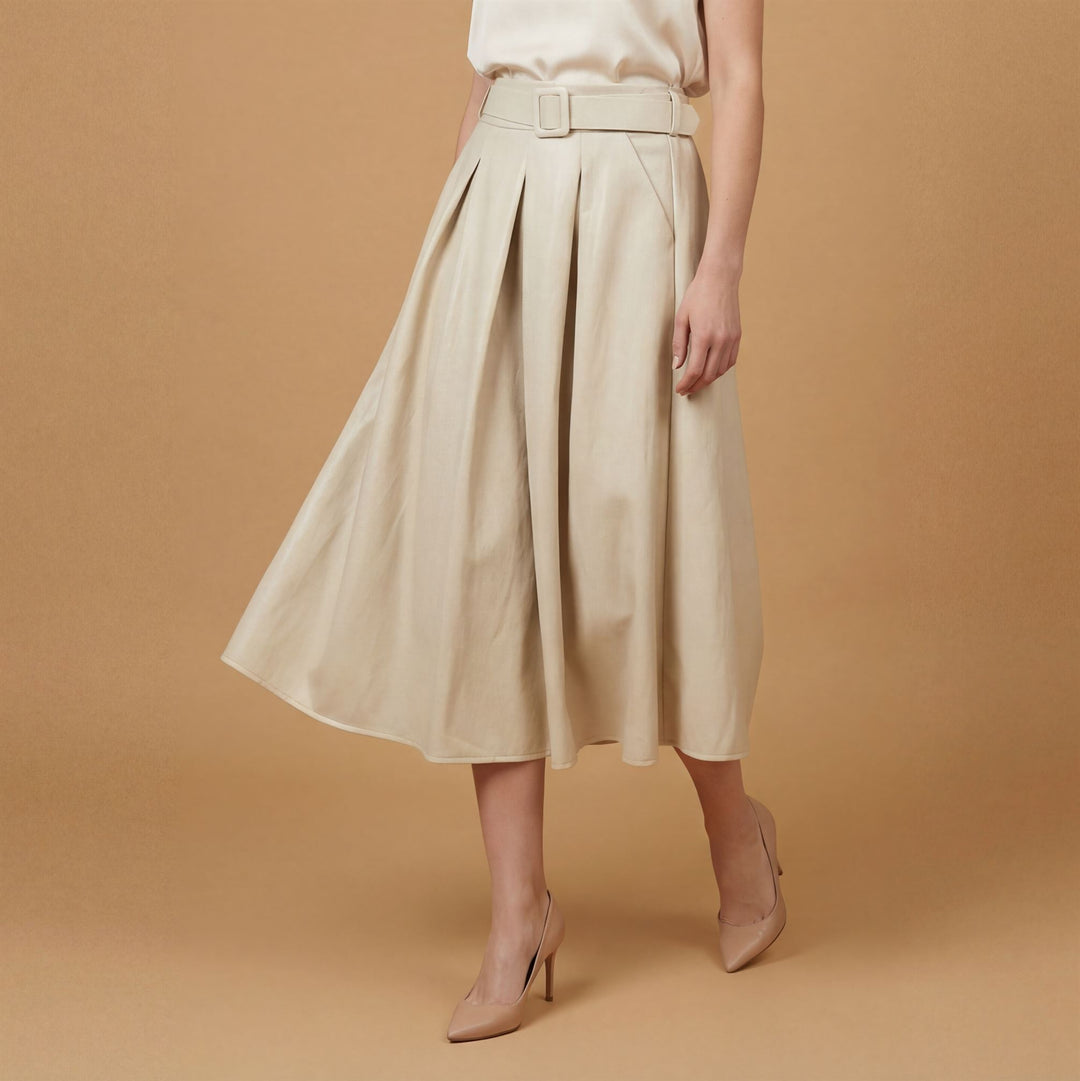Flared midi skirt with integrated belt – TDM72125-6