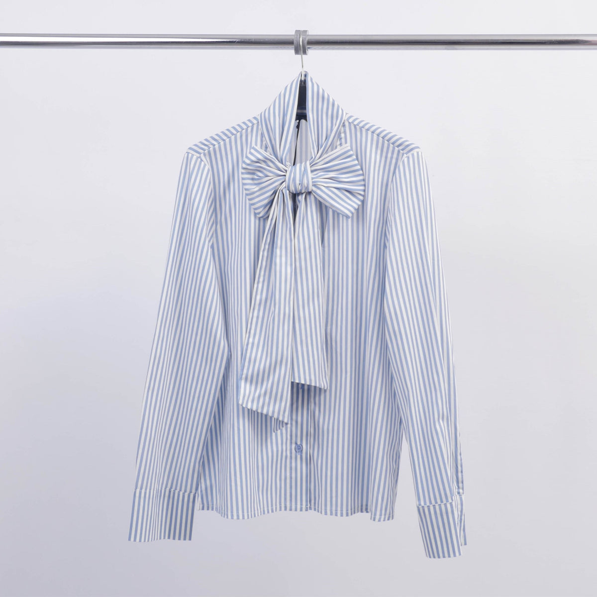Striped shirt with pussy bow collar – tdm79024 