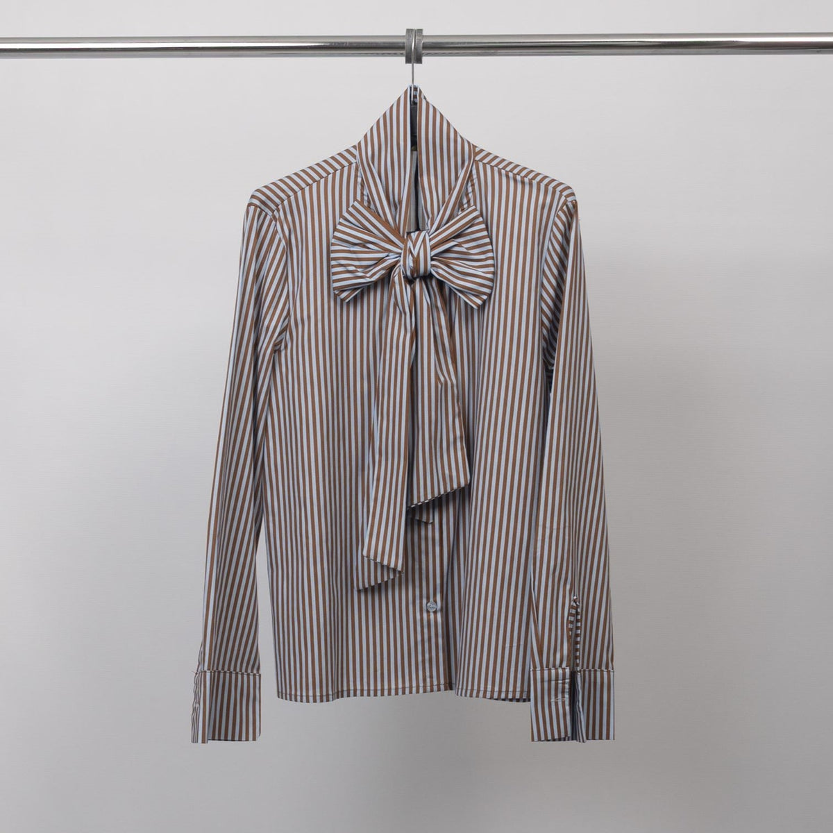 Striped shirt with pussy bow collar – tdm79024 