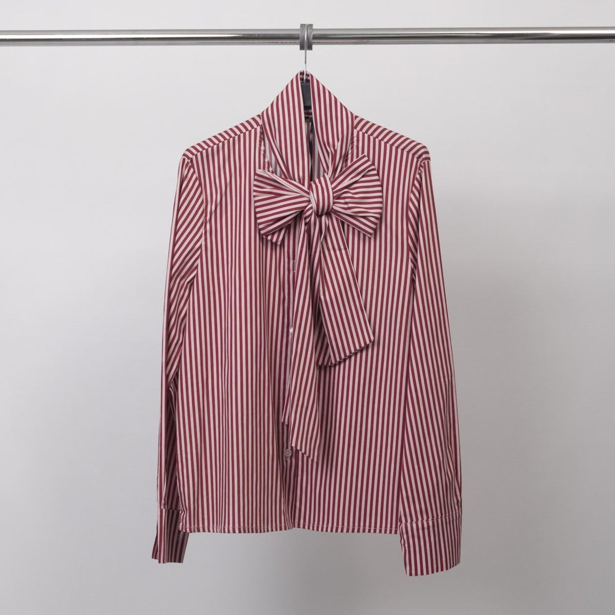 Striped shirt with pussy bow collar – tdm79024 