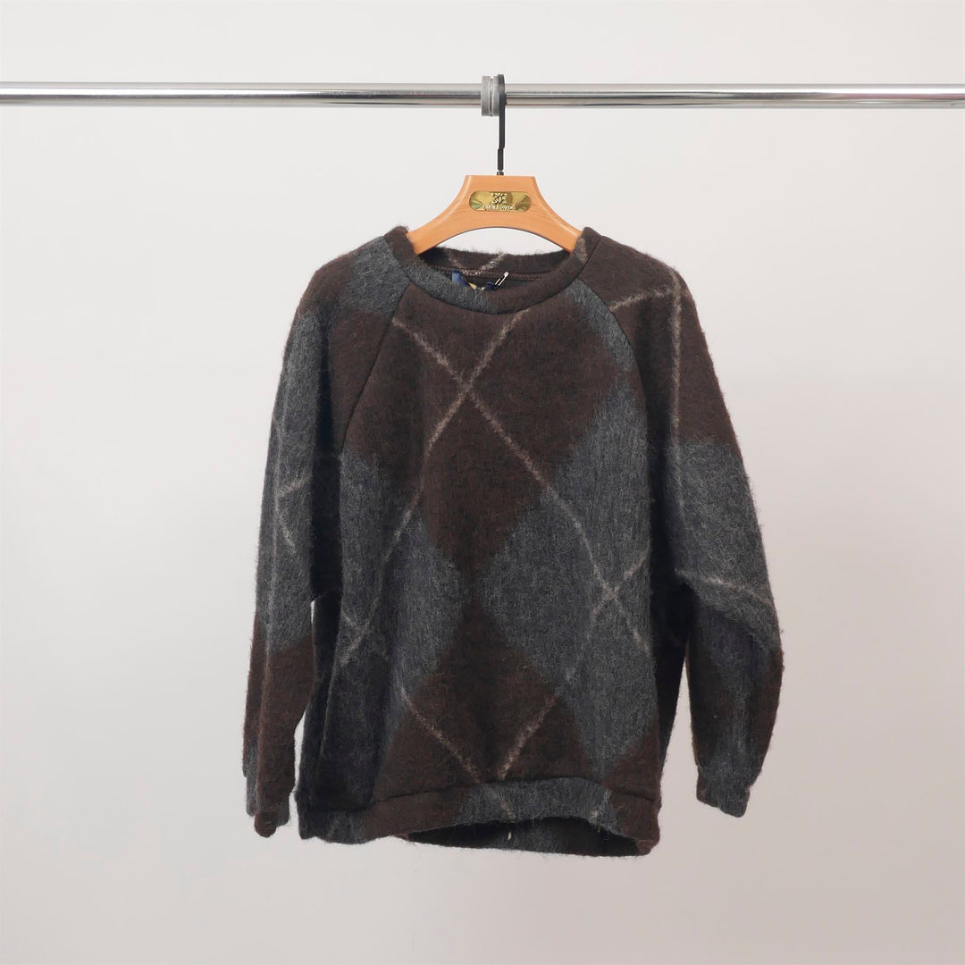 Brown retro diamond pattern wool sweatshirt – TDM11522-3