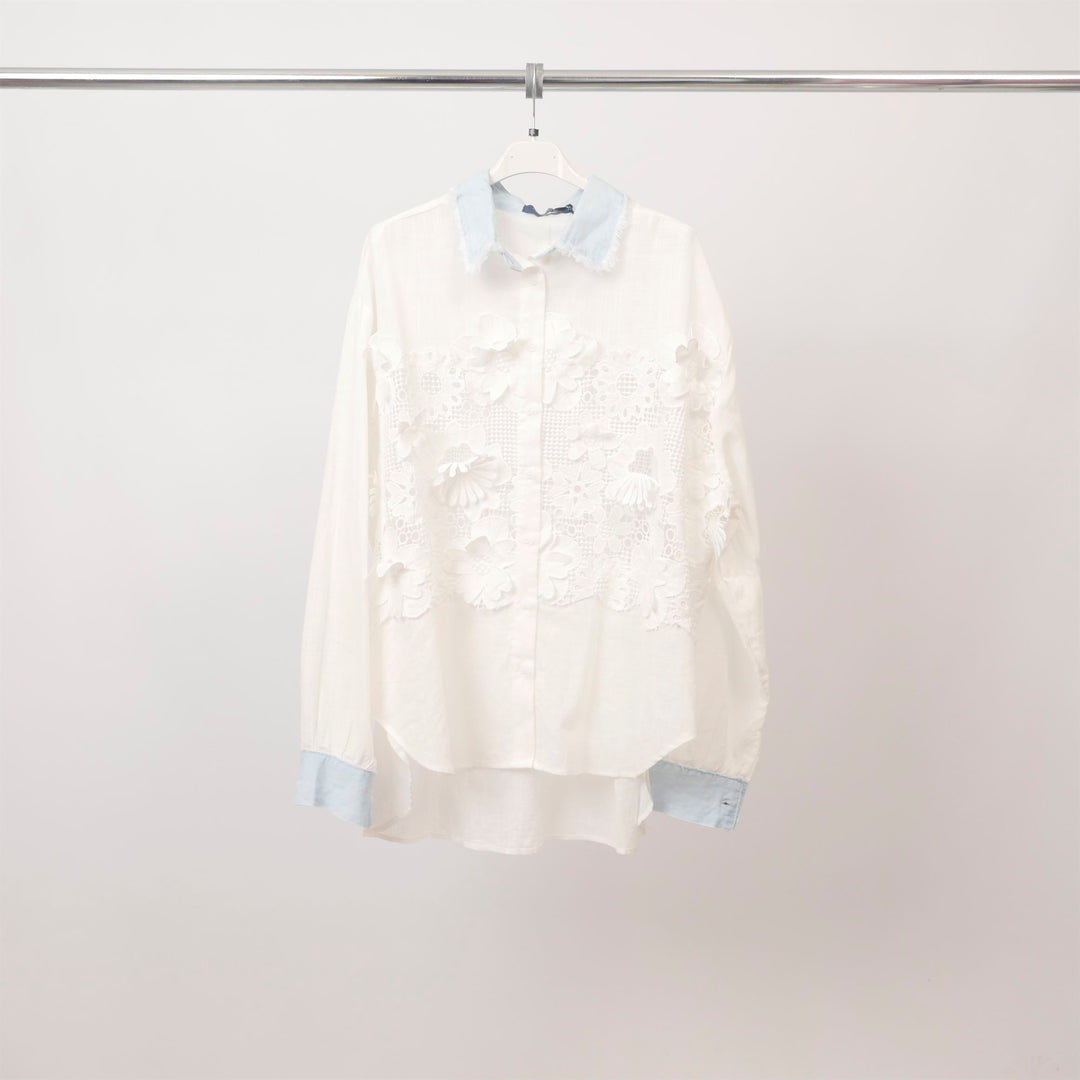 Chemise oversize en dentelle fleurs 3d csw5001