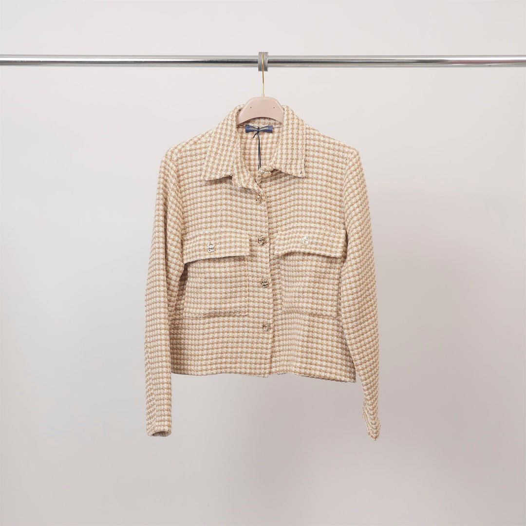 Houndstooth jacket with button-down collar - MF55119 