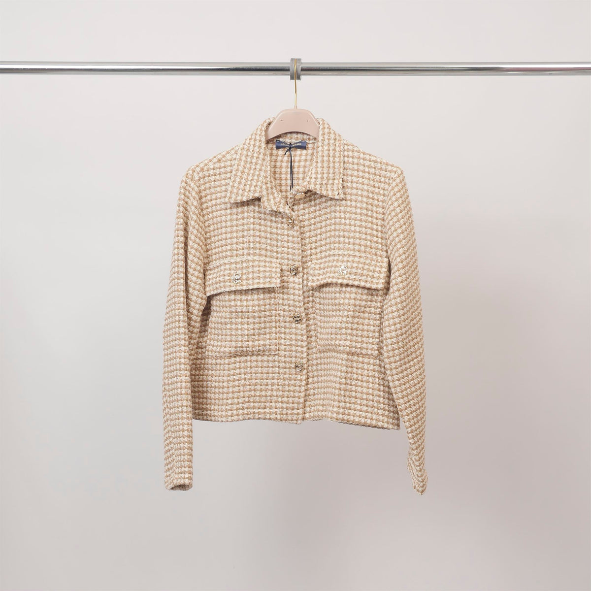 Houndstooth jacket with button down collar   mf55119 