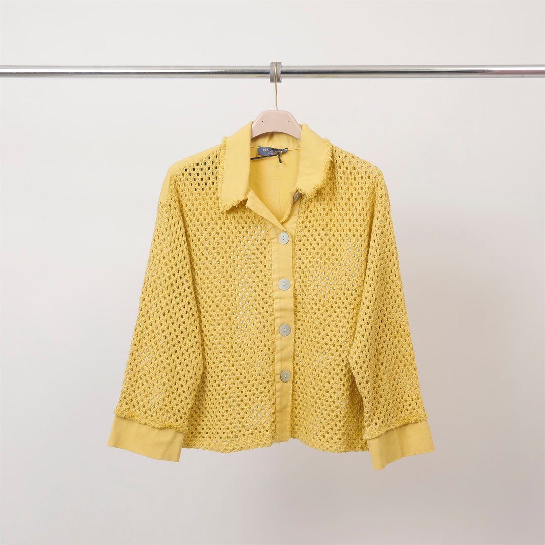 Openwork knit vest with shirt collar - MF56009 