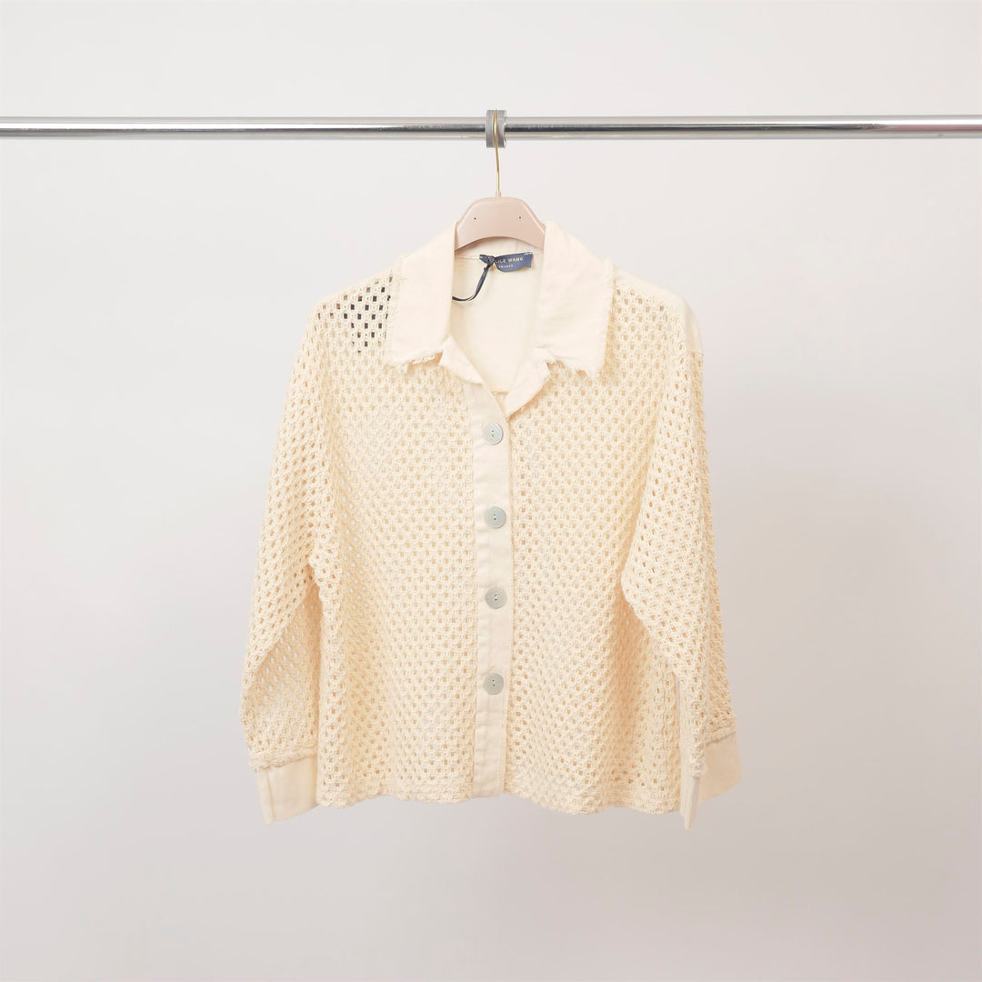 Openwork knit vest with shirt collar - MF56009 