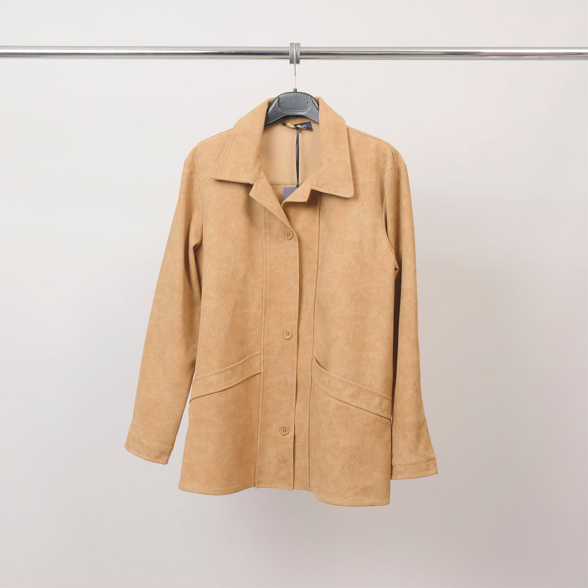 Suede effect jacket with patch pockets   tdm05326