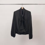 Load image into Gallery viewer, Flowy draped blouse with scarf collar – MF55793 

