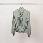 Load image into Gallery viewer, Flowy draped blouse with scarf collar – MF55793 
