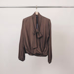 Load image into Gallery viewer, Flowy draped blouse with scarf collar – MF55793 
