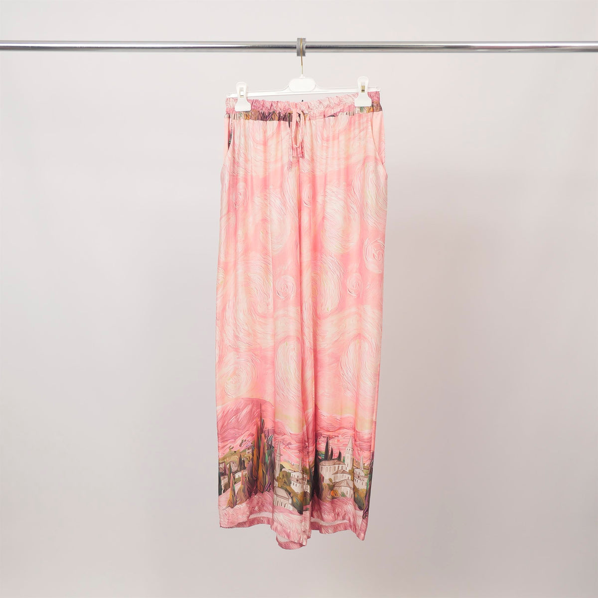 Landscape print satin trousers kd6637vs 31