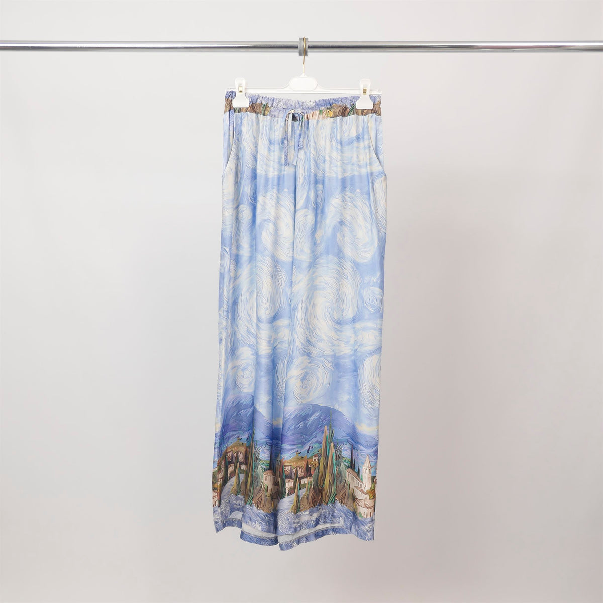 Landscape print satin trousers kd6637vs 31