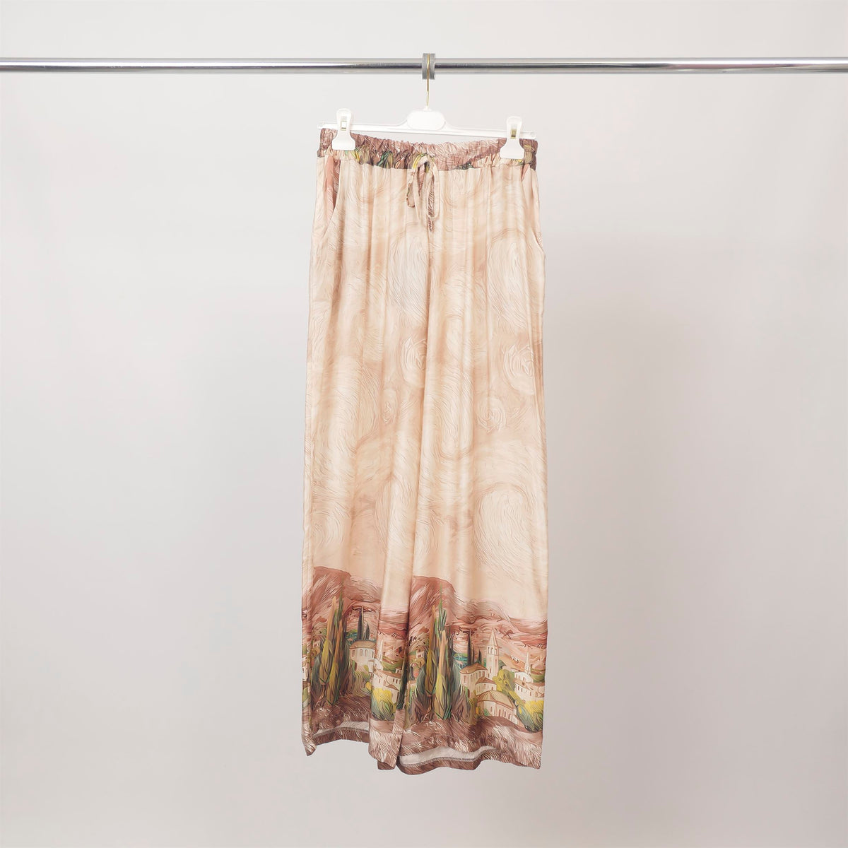 Landscape print satin trousers kd6637vs 31