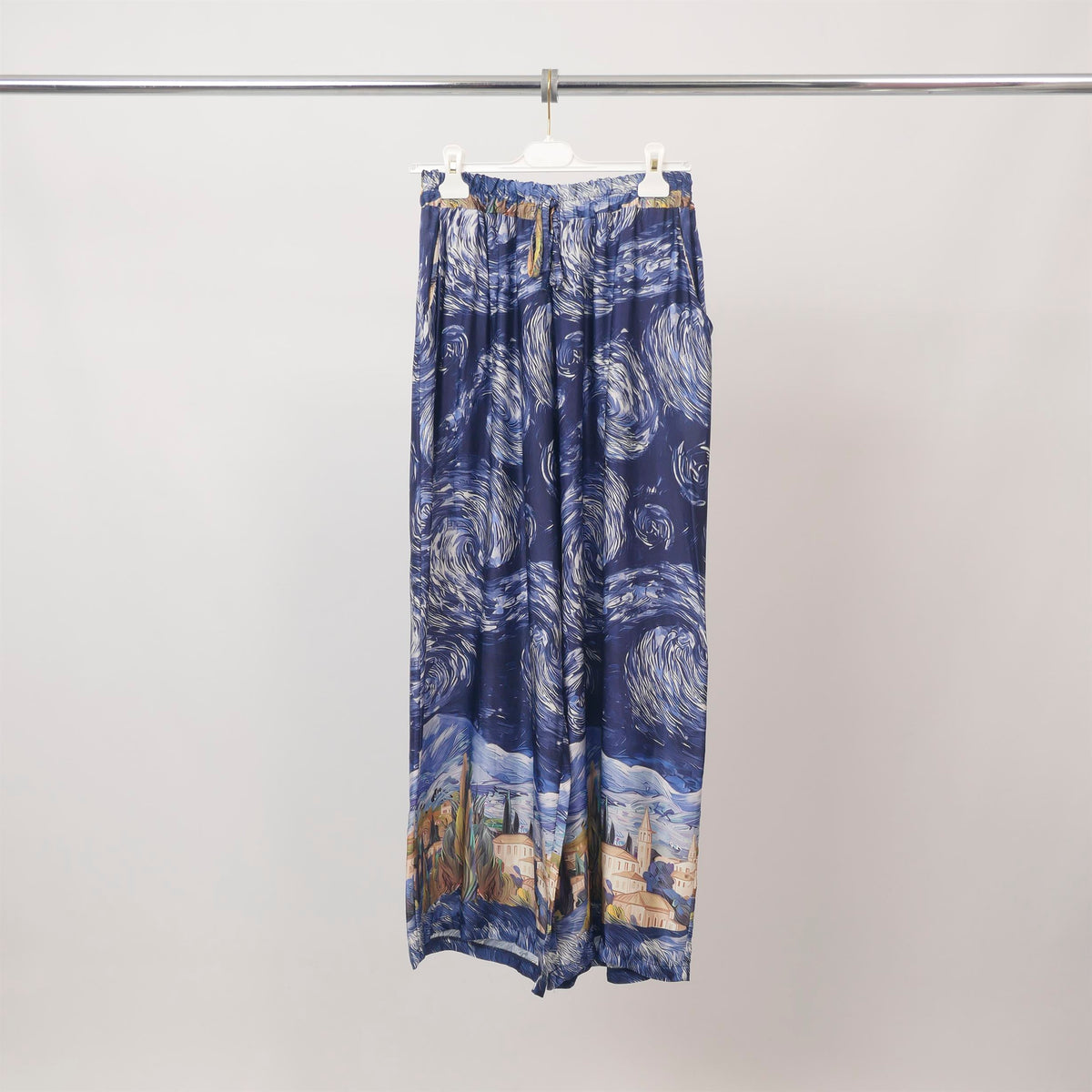 Landscape print satin trousers kd6637vs 31