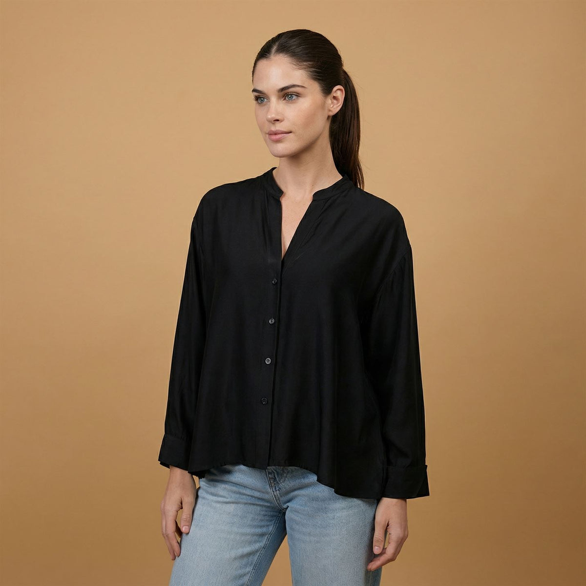 Chemise col mao viscose satinée mj62339vs