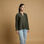 Load image into Gallery viewer, Satin viscose mandarin collar shirt MJ62339VS
