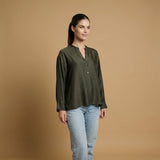 Chemise col mao viscose satinée MJ62339VS