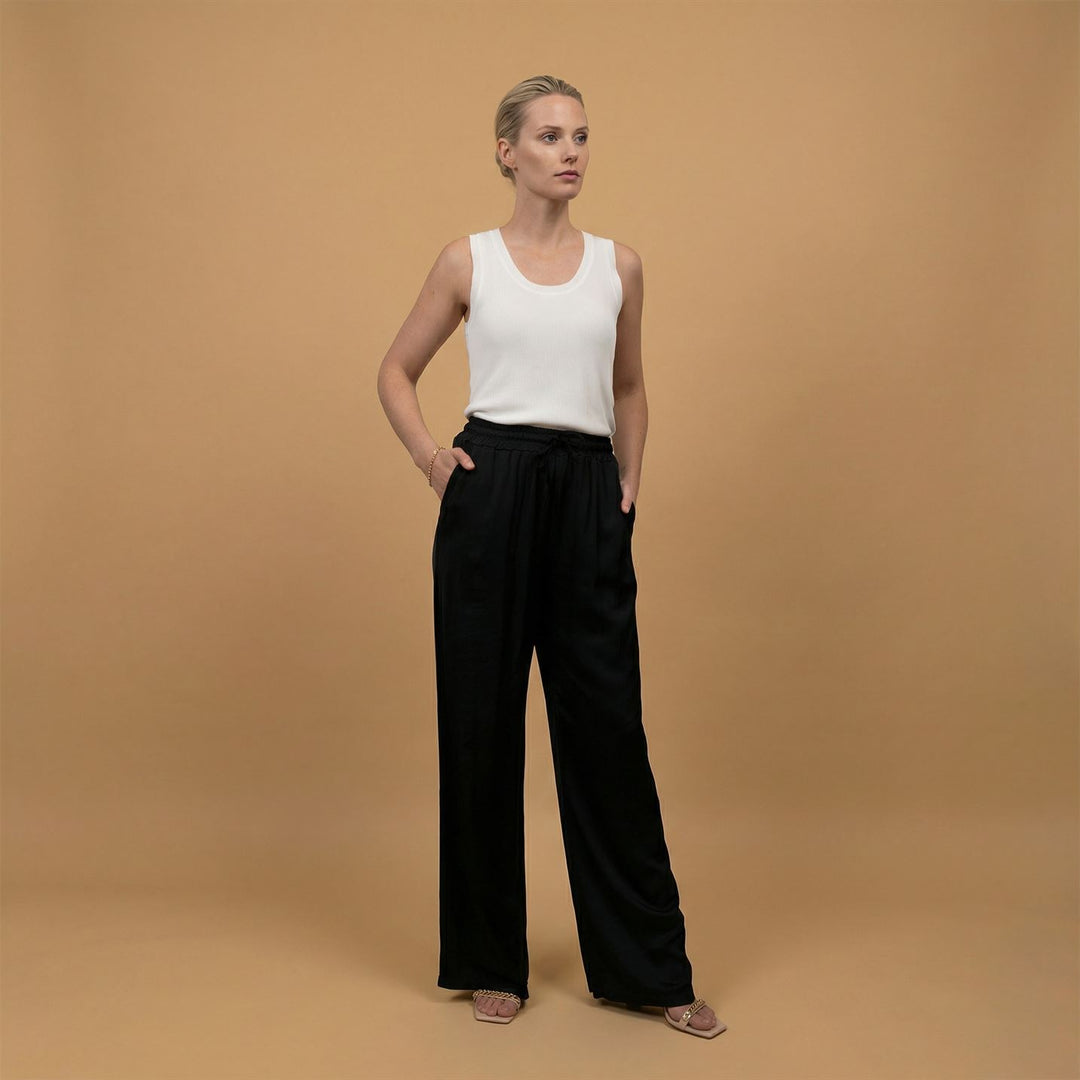 Satin trousers with elasticated waist – DB14570VS