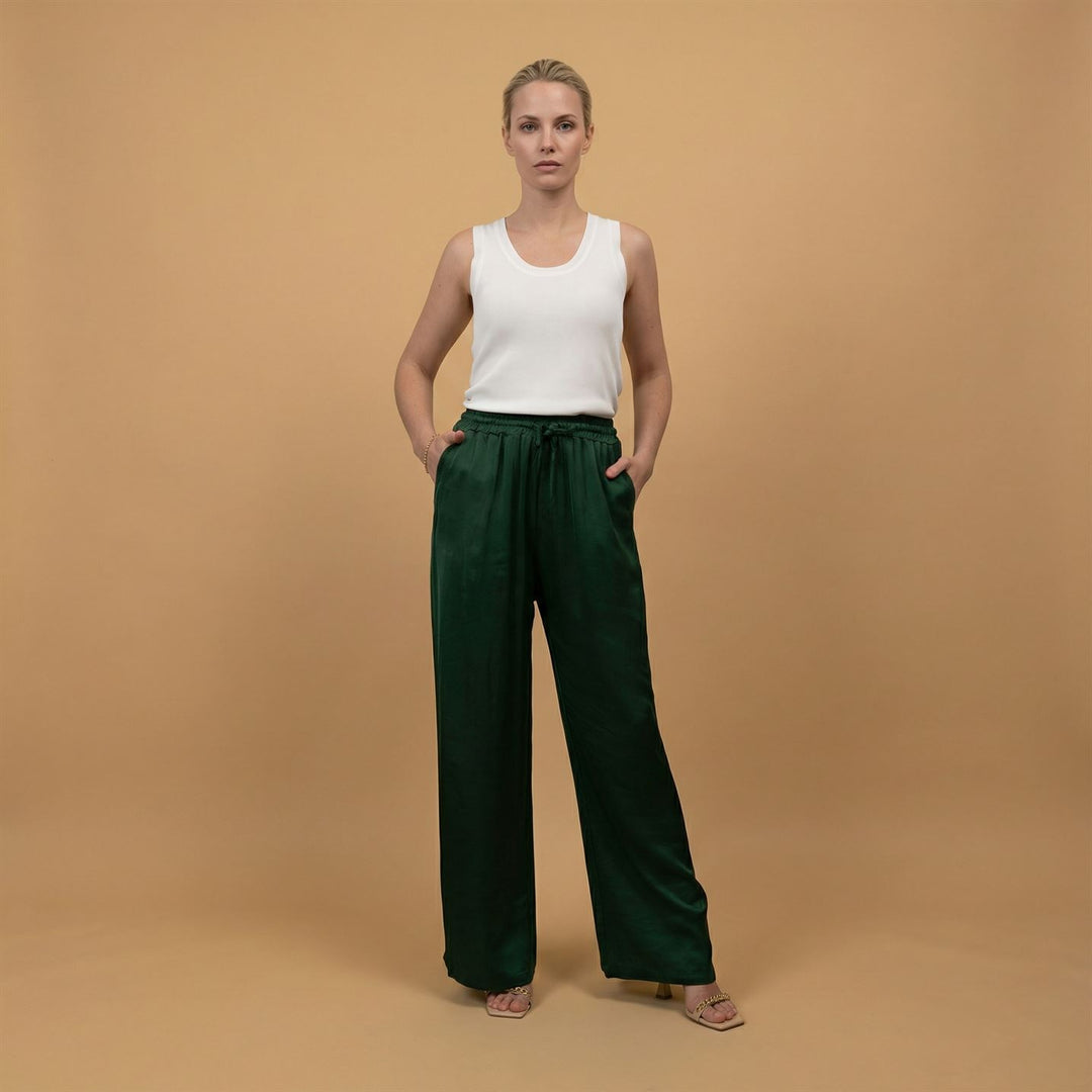 Satin trousers with elasticated waist – DB14570VS