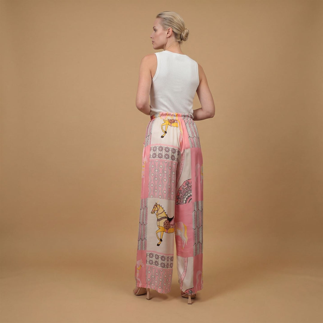 Graphic print satin trousers KD6637VS-20