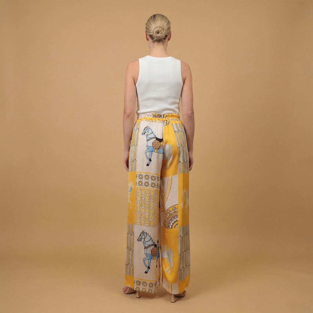 Graphic print satin trousers KD6637VS-20