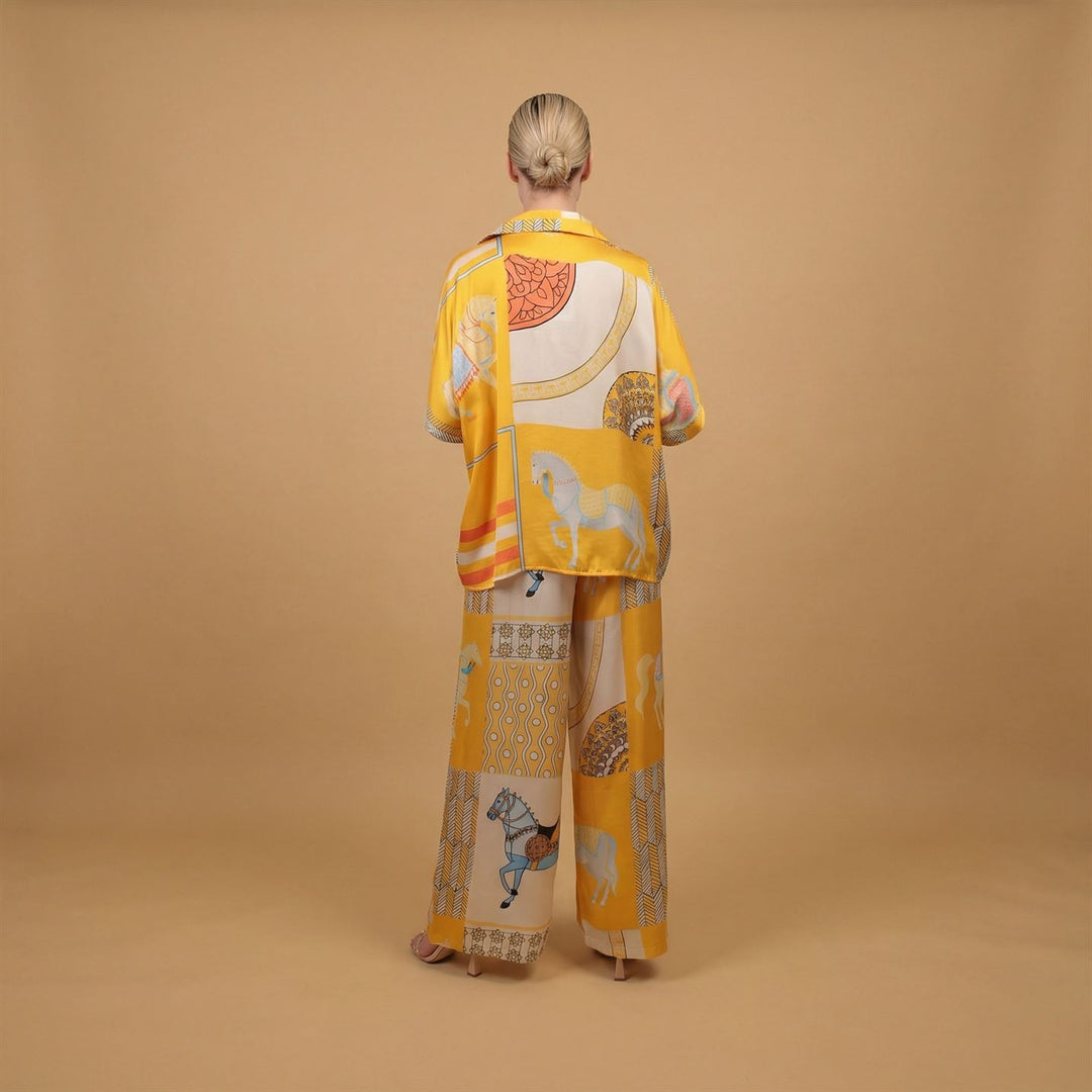 Graphic print satin trousers KD6637VS-20