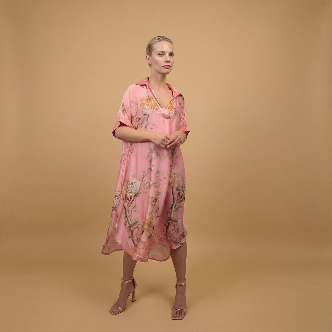 Floral print satin dress KD6917VS-11