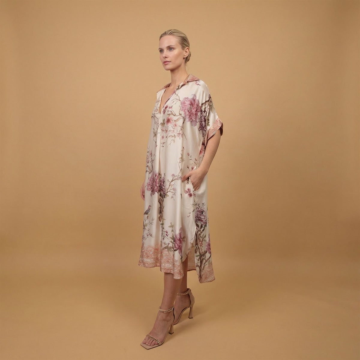 Floral print satin dress kd6917vs 11