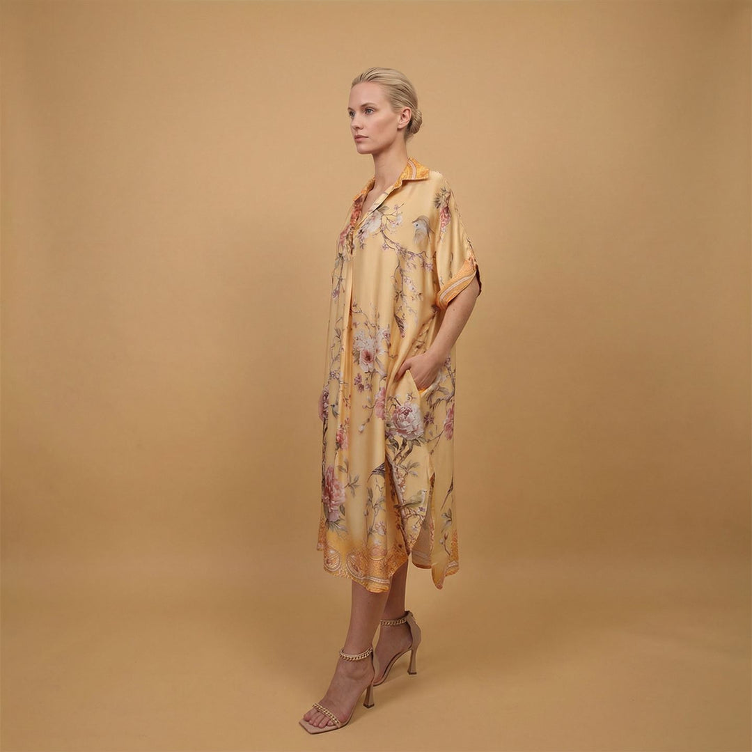 Floral print satin dress KD6917VS-11