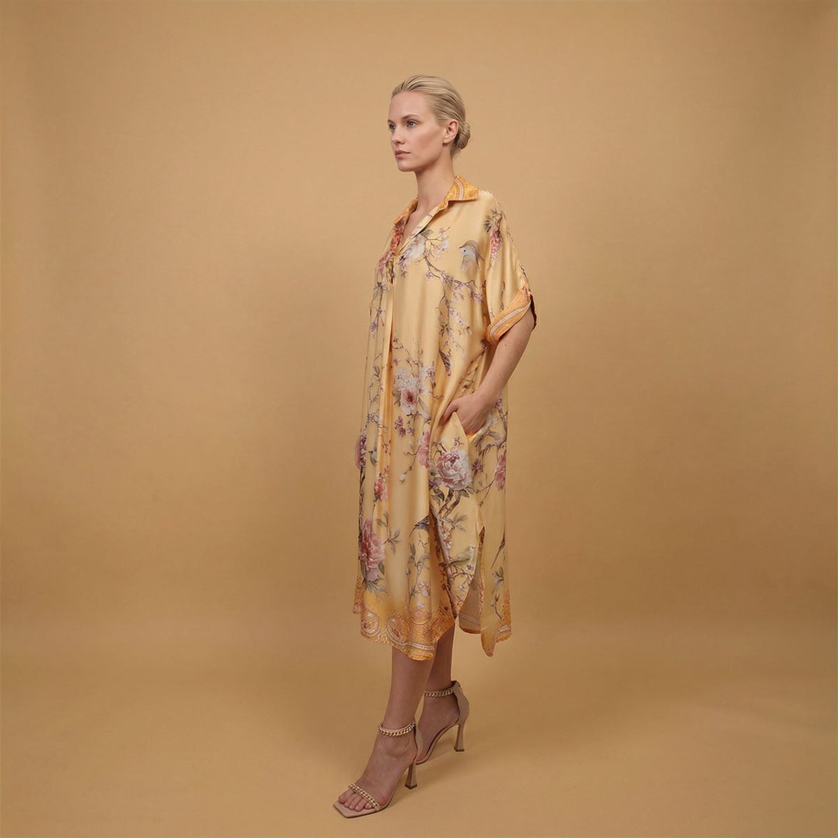 Floral print satin dress kd6917vs 11