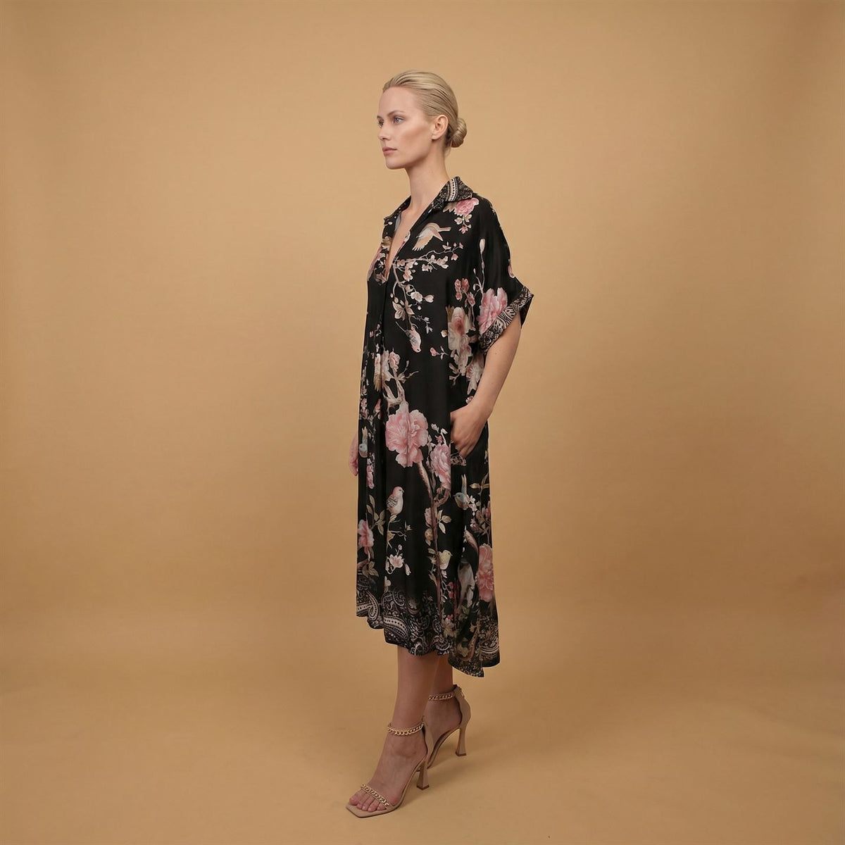 Floral print satin dress kd6917vs 11