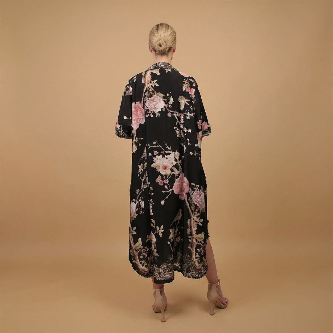 Floral print satin dress KD6917VS-11