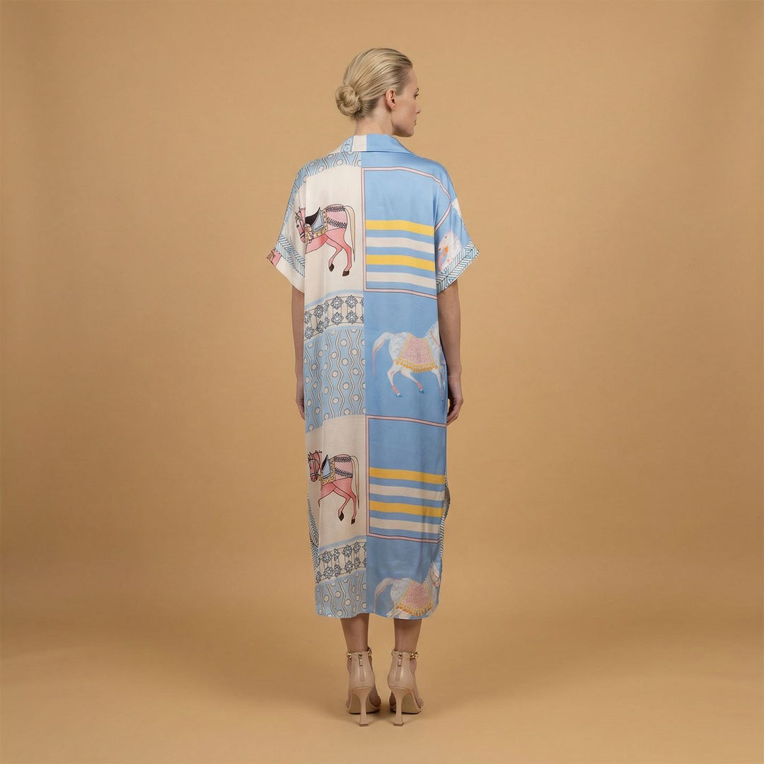 Robe satinée imprimé équestre KD6917VS-20