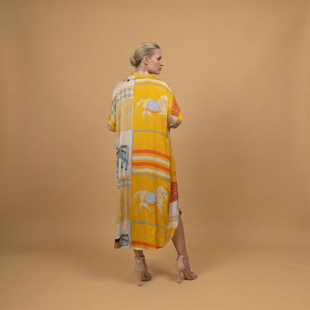 Robe satinée imprimé équestre KD6917VS-20