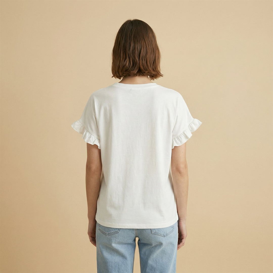 T-shirt droit en coton à manches volantées CM54449