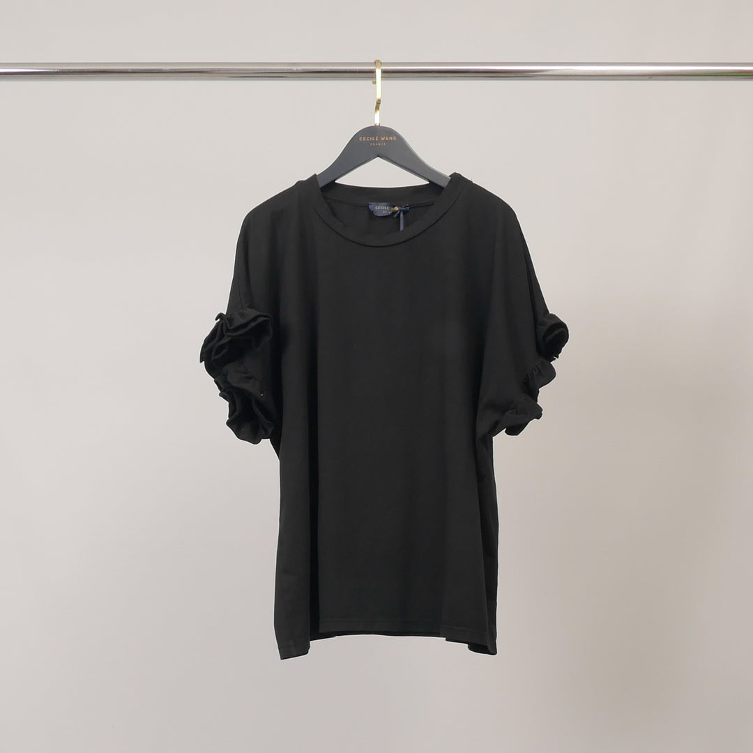T-shirt droit en coton à manches volantées CM54449